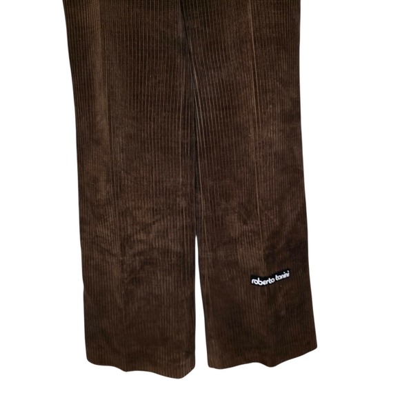 Roberta Tonini Brown Corduroy Overalls IT 48 Fits XS-S Vintage 90s Wide Leg - Picture 5 of 10